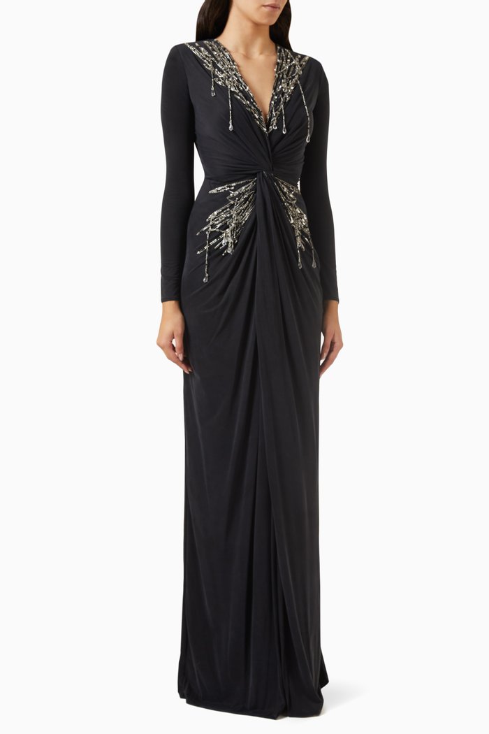 

Red Carpret Maxi Dress in Cupro Jersey, Black