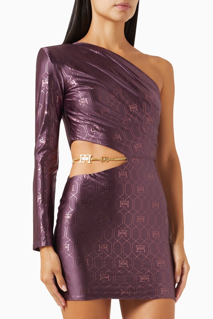 

One-shoulder Mini Dress in Nylon-jersey, Purple