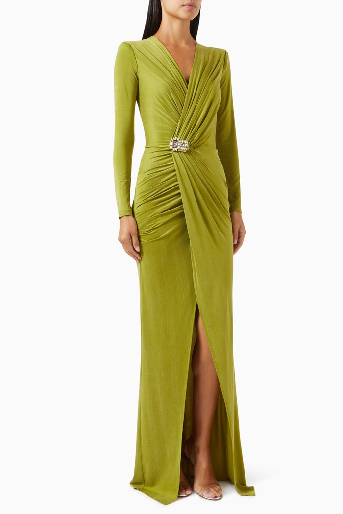 

Rhinestone-embellished Maxi Dress, Green