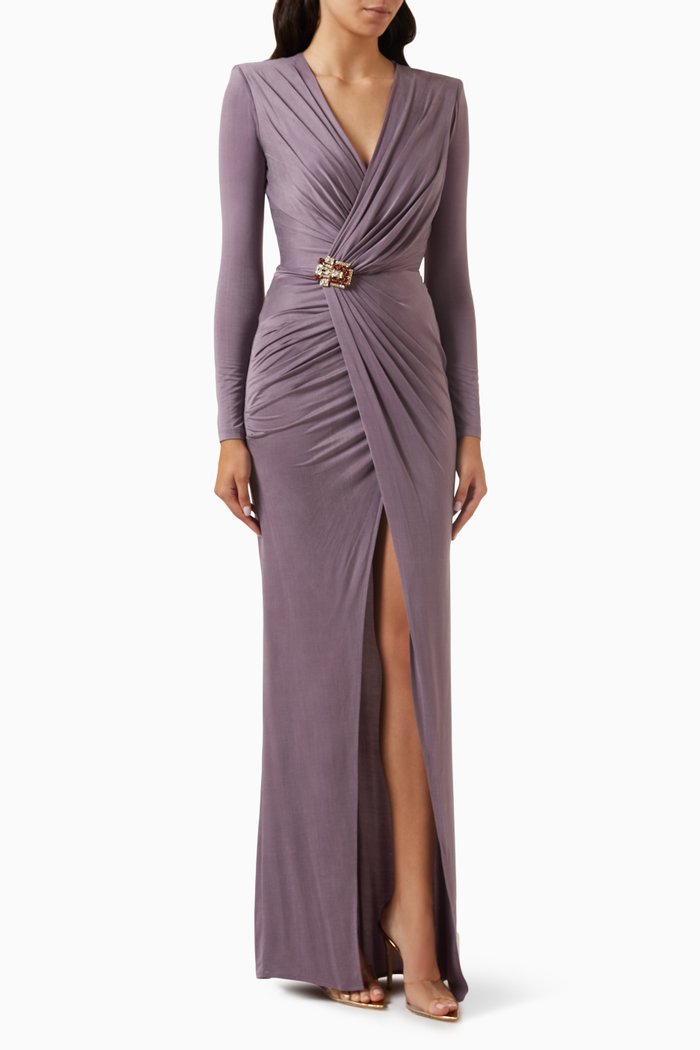 

Rhinestone-embellished Maxi Dress, Purple