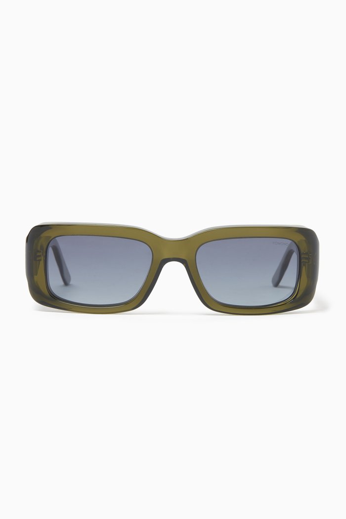 

Wes Rectangular Sunglasses in Eco Acetate, Green