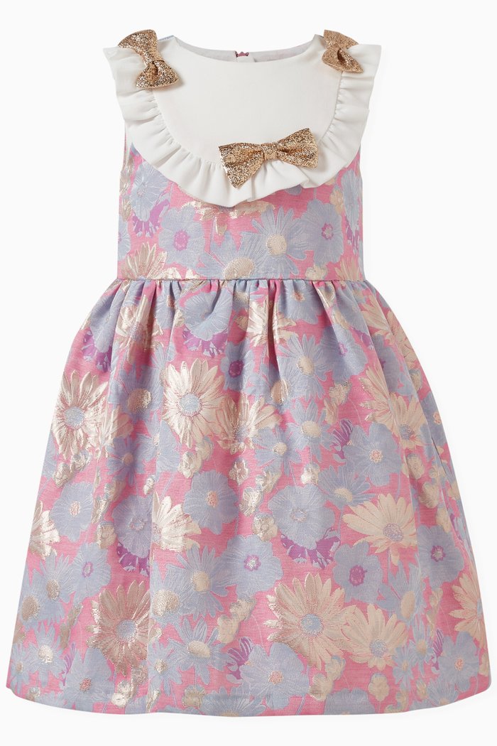 Floral Bow Dress in Polyester, Multicolour