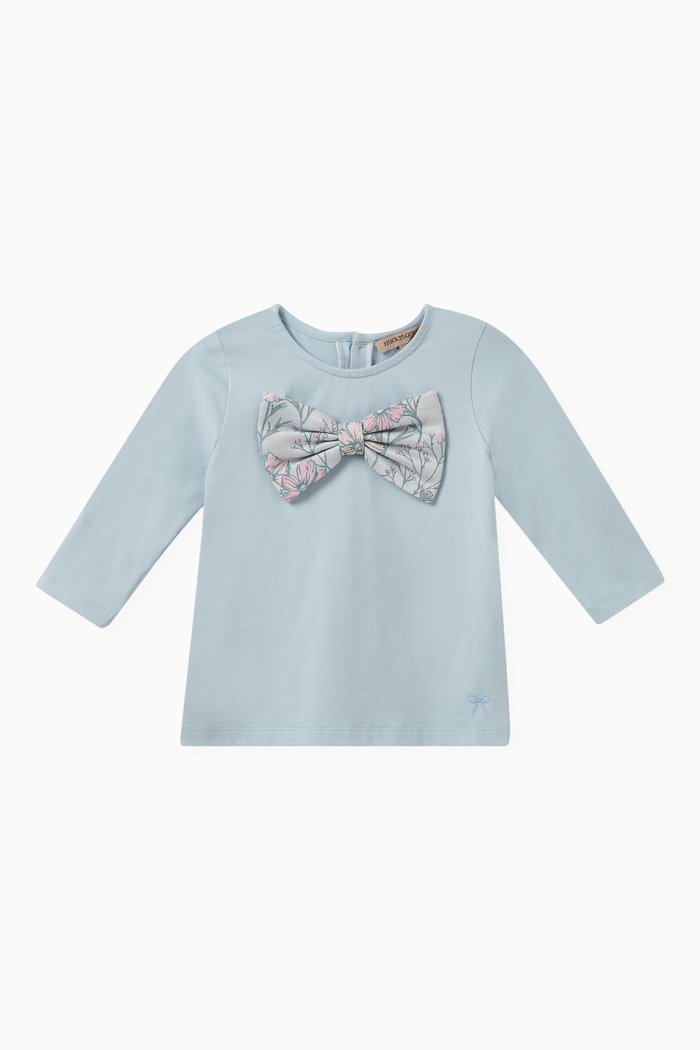 

Bow-applique T-shirt in Cotton-blend, Blue