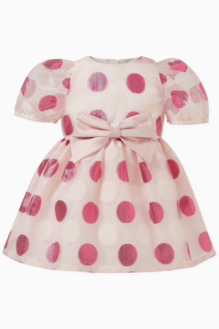 

Polka Dot Dress in Polyester, Pink