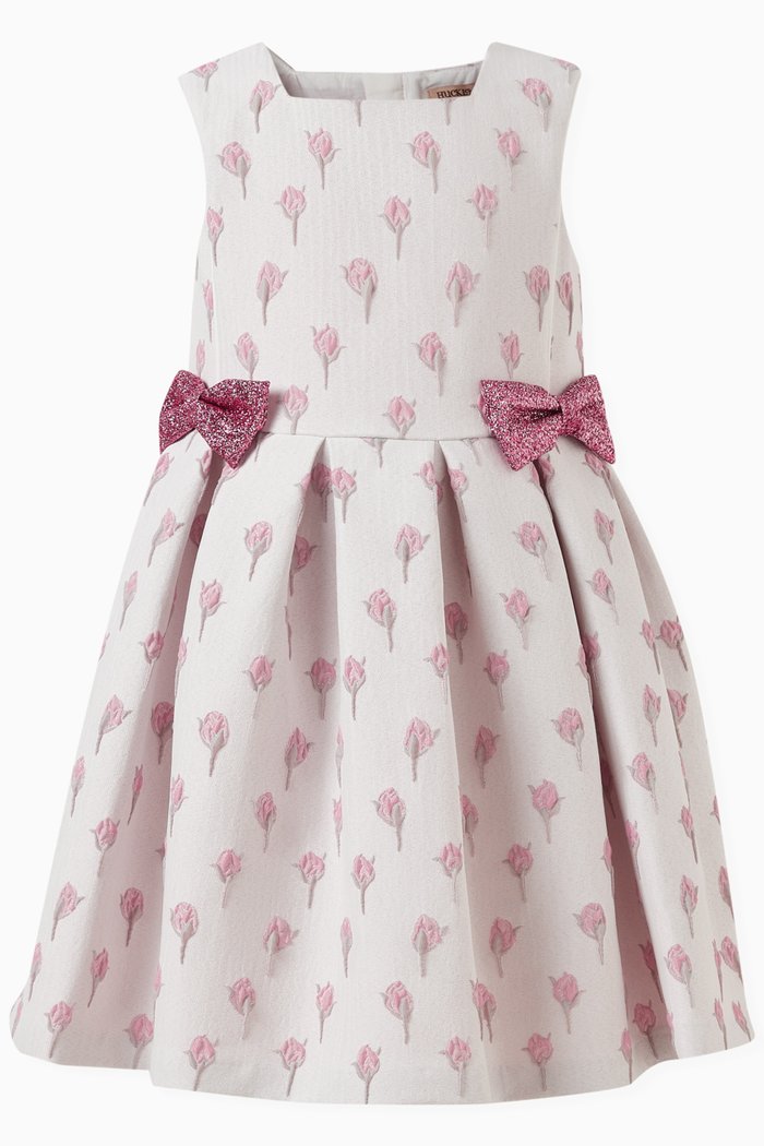 Pinafore Floral Dress in Polyester, Pink