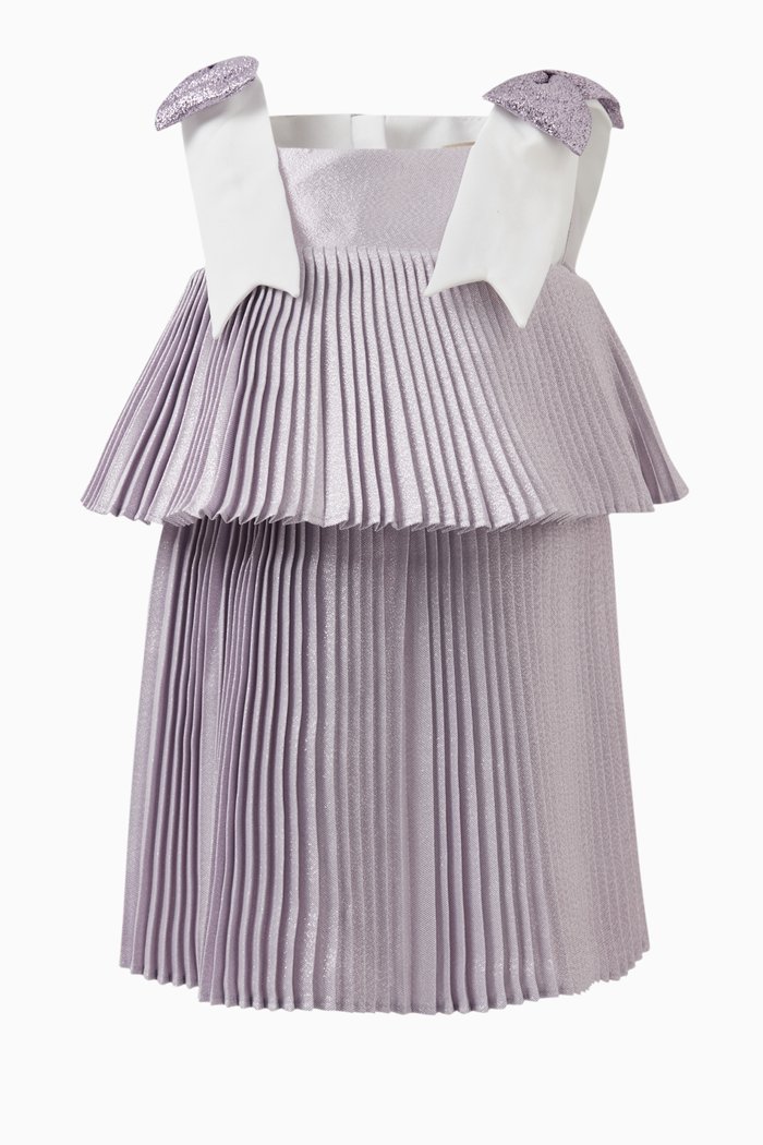 

Pleated Trapeze Dress & Bloomers, Purple