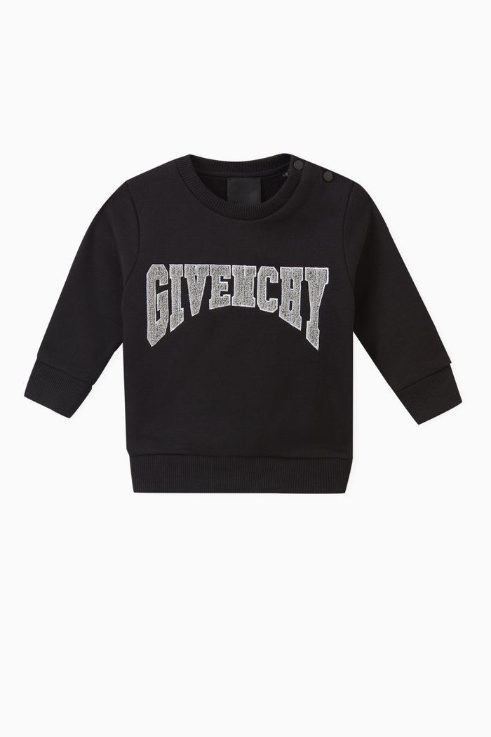 

Flocked Logo Sweatshirt in Cotton, Black