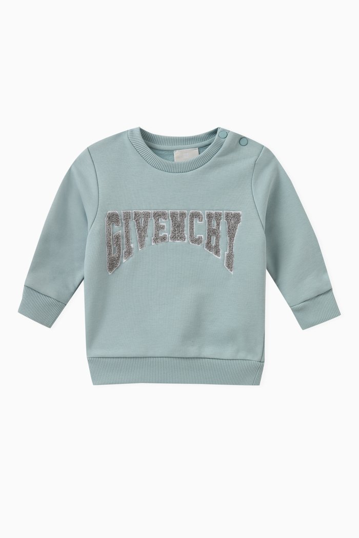 

Flocked Logo Sweatshirt in Cotton, Blue