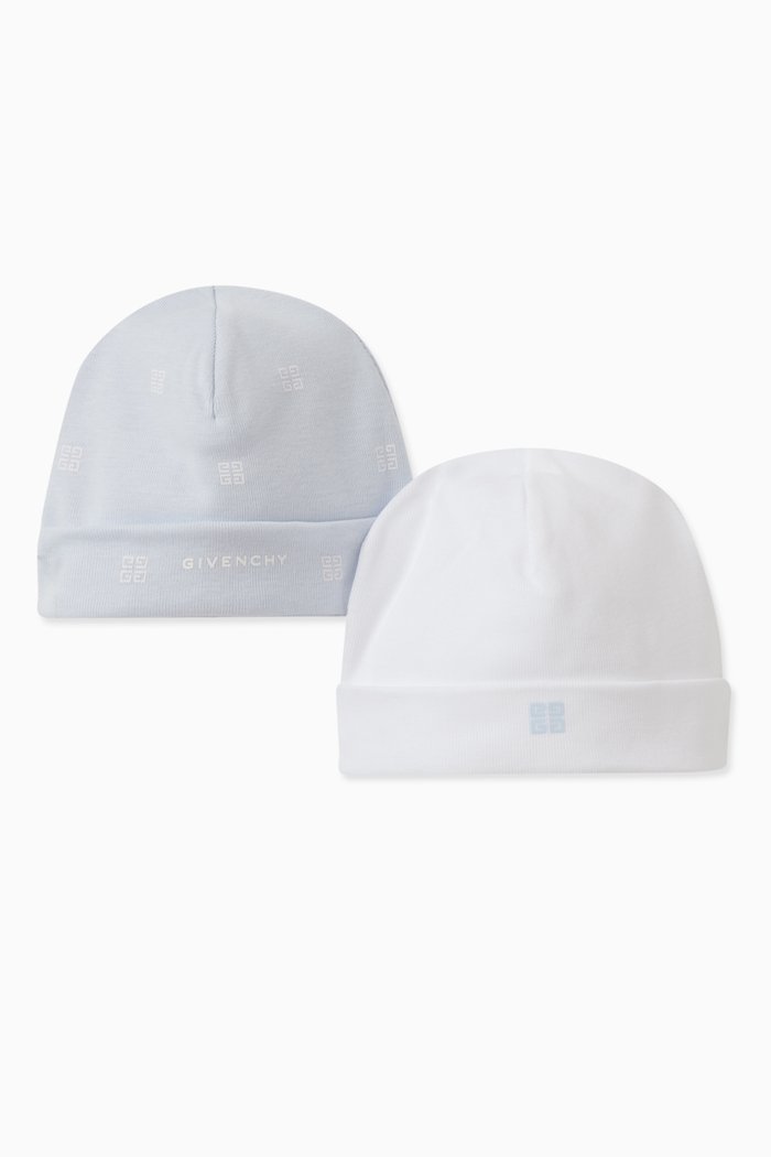 

Logo Beanie Hat Set of Two in Cotton, Blue