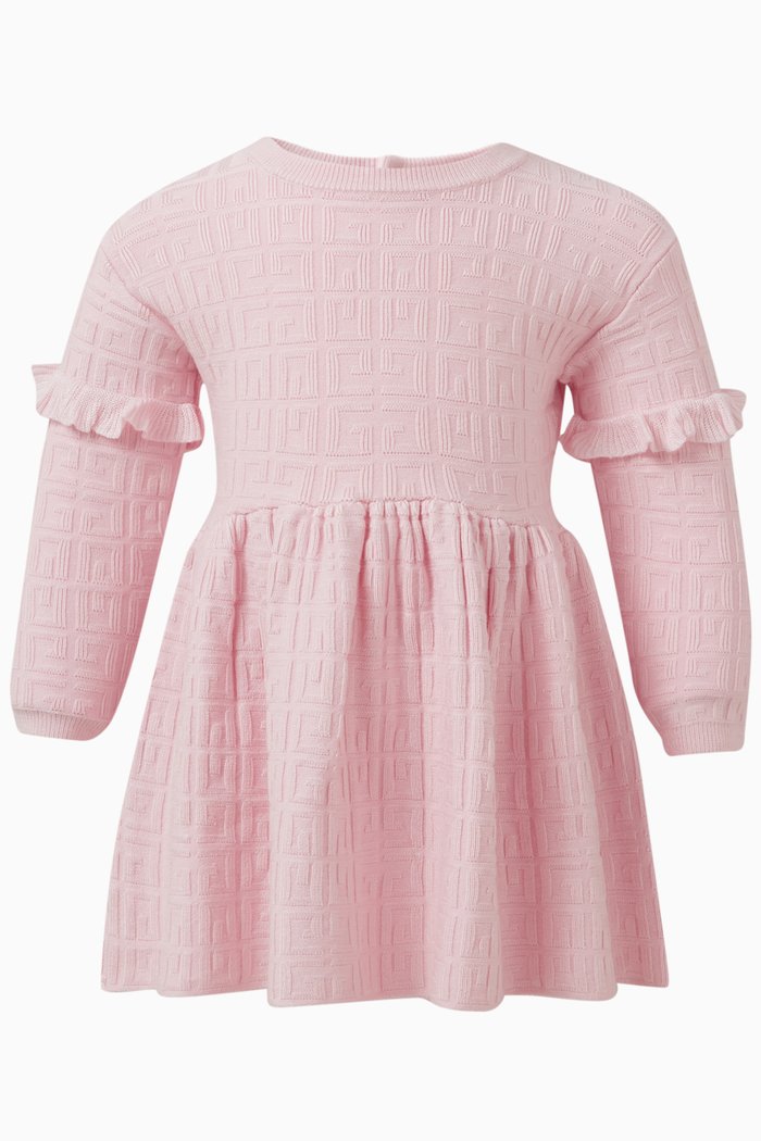 

Monogram-jacquard Ruffle Dress in Viscose-blend Knit, Pink