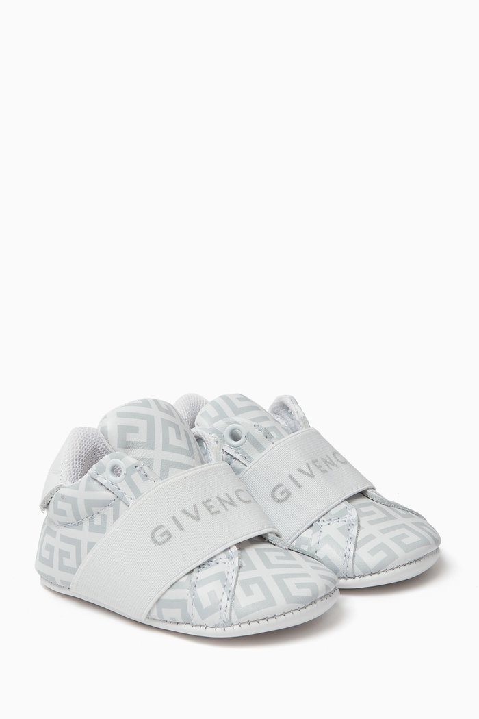 

All-over Logo Print Slippers in Leather, White