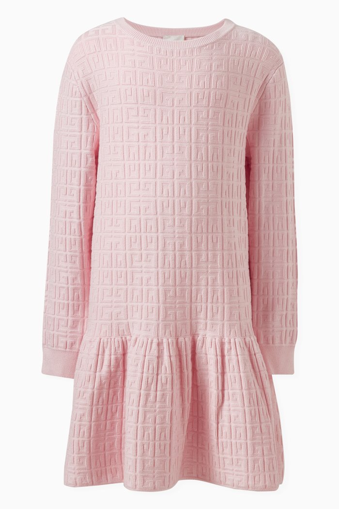 

Logo Jacquard Dress in Cotton, Pink