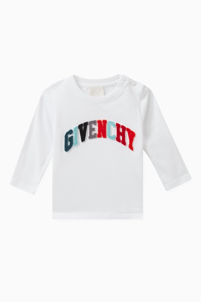 

Logo Print Long Sleeved T-Shirt in Cotton, White
