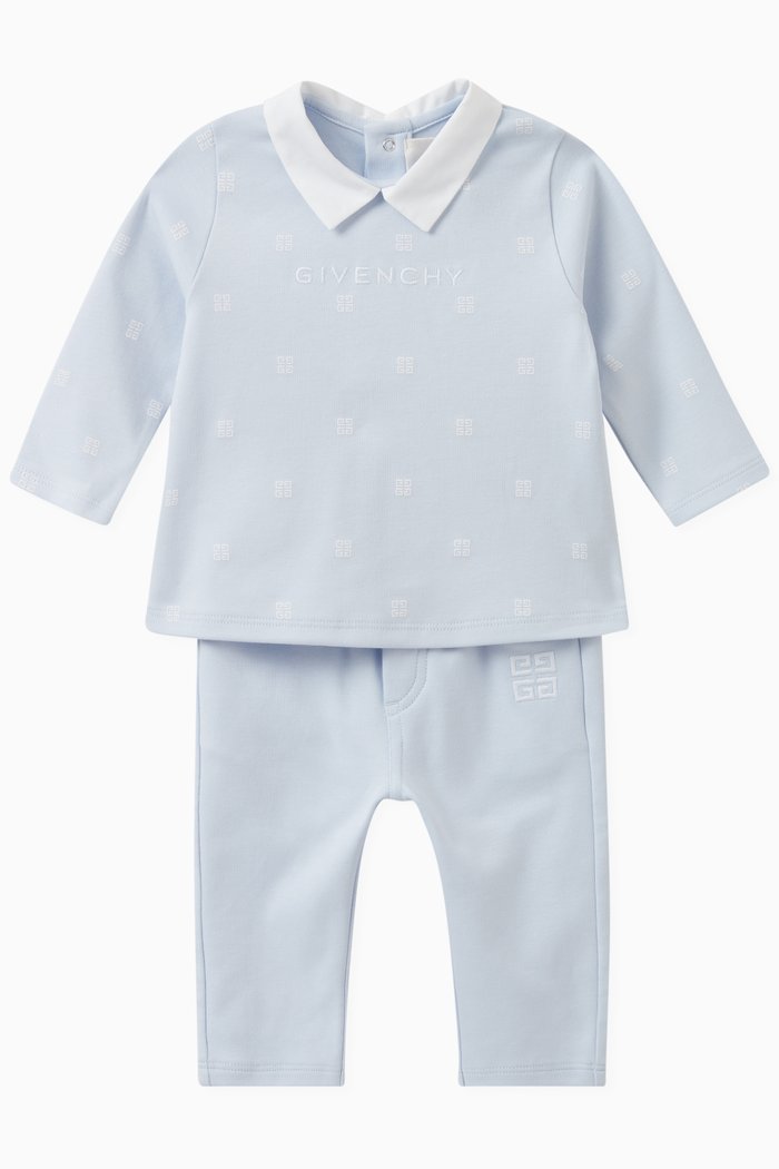 

T-shirt and Trousers Set in Cotton, Blue