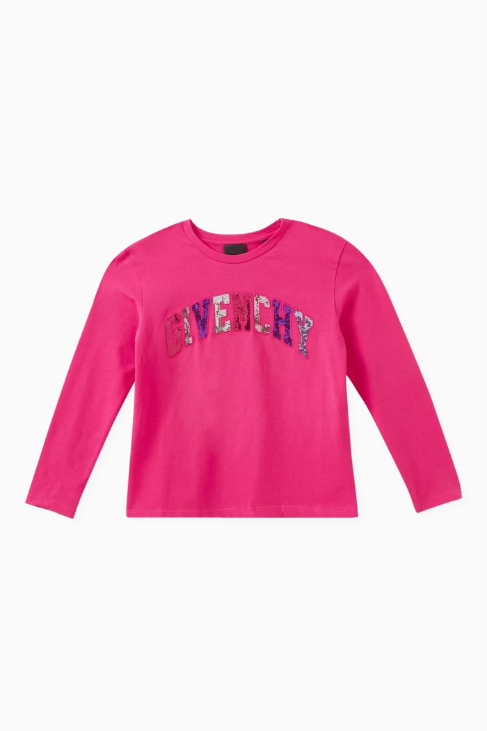 

Sequin Logo T-shirt in Cotton, Pink
