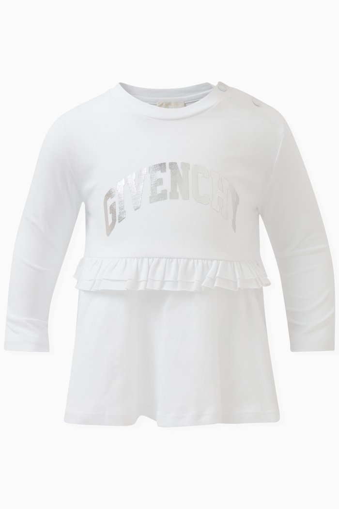 

Curved Logo Dress in Cotton, White