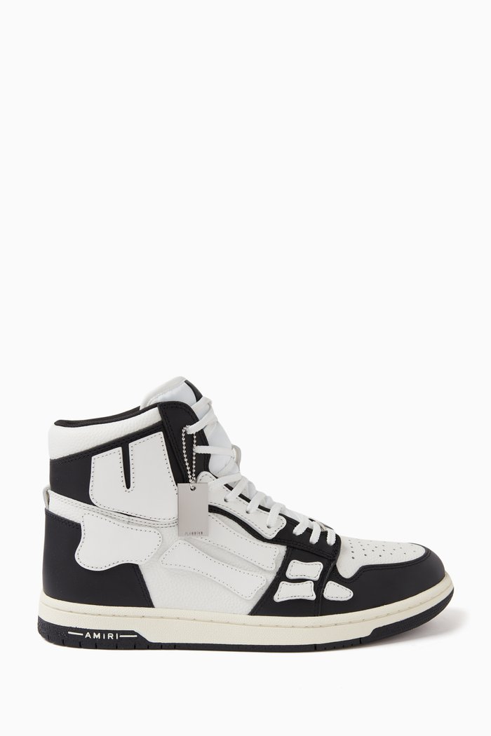 

Skeltop High-top Sneakers in Smooth Leather, Black