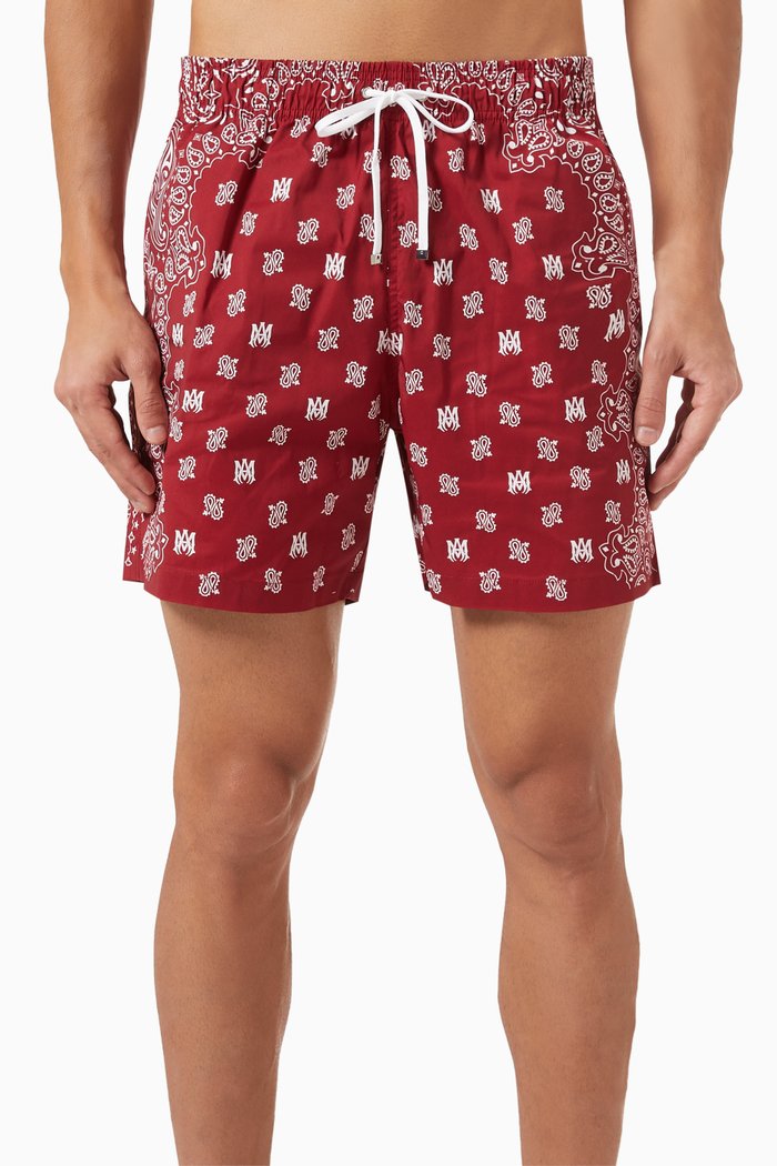 

Bandana Paisley Swim Shorts in Nylon, Red