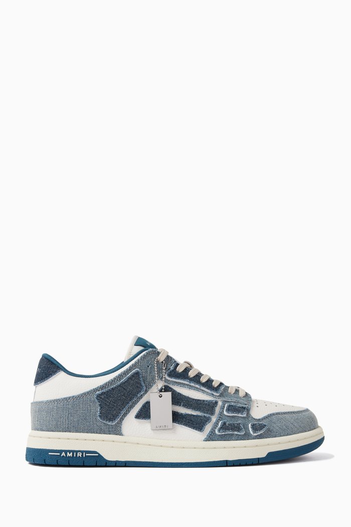 

Skeltop Low Sneakers in Smooth Leather & Denim, Blue
