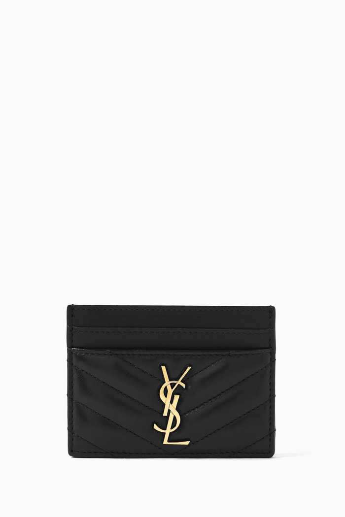 

Cassandre Card Case in Matelassé Leather, Black