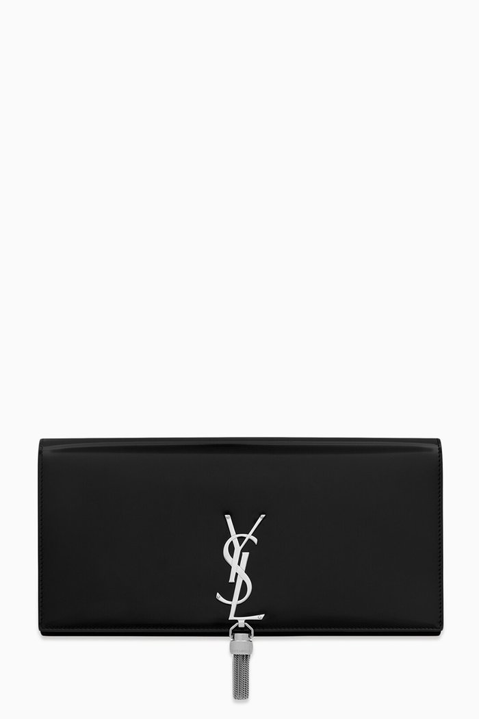 Kate Clutch in Brushed Leather, Black