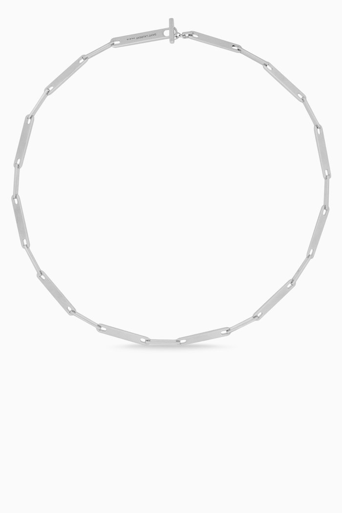 

Plaque Chain Necklace in Metal, Grey