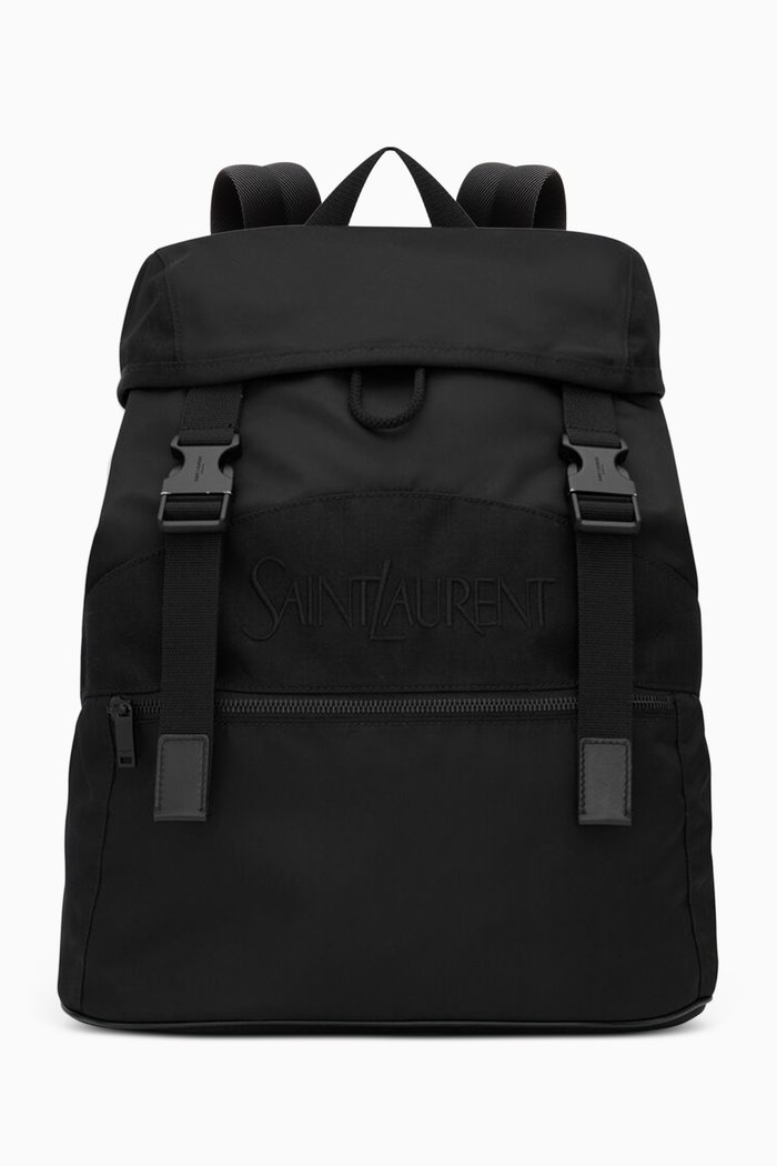 

Logo-embroidered Backpack in Econyl® & Leather, Black