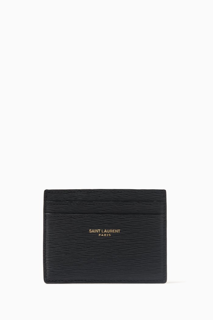 

Logo Card Case in Ripple-embossed Leather, Black