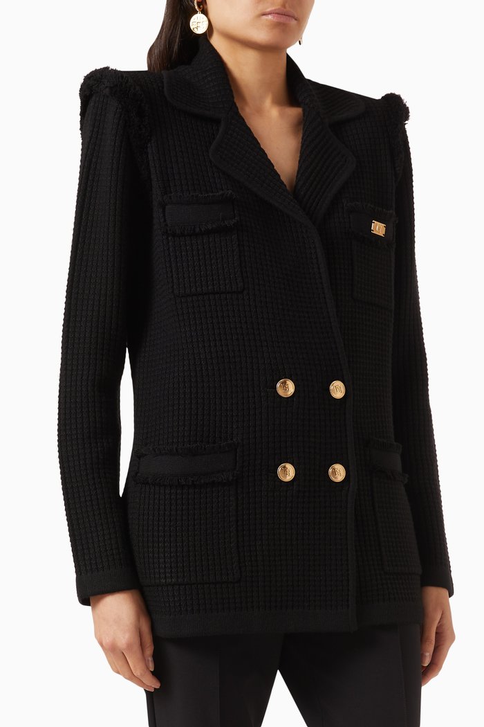 

Double-breasted Jacket in Wool-blend, Black