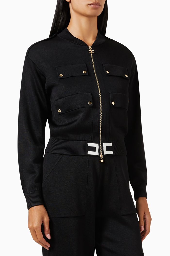 

Logo Bomber Jacket in Viscose-knit, Black