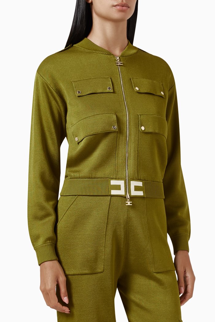 

Logo Bomber Jacket in Viscose-knit, Green