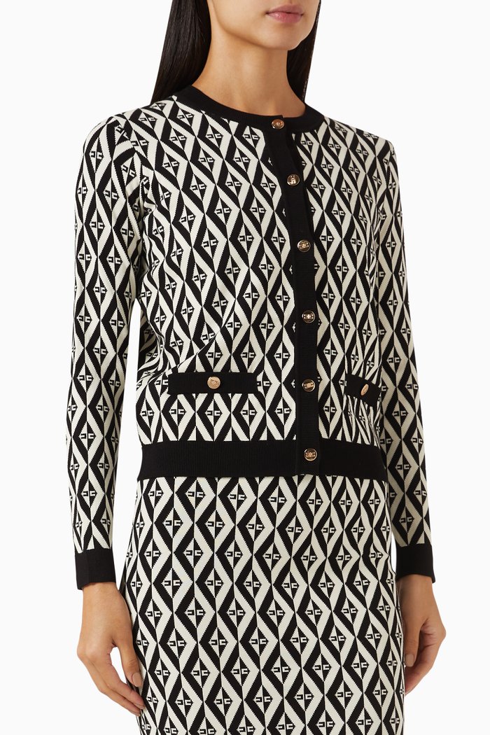 

Diamond-patterned Cardigan in Knit, Black