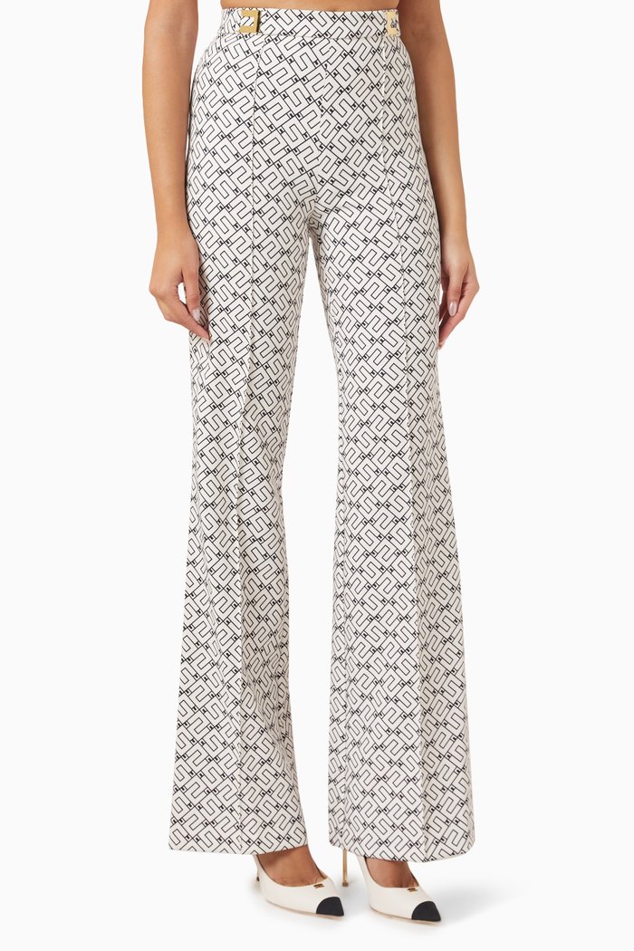 

Logo Print Pants in Crepe, Neutral