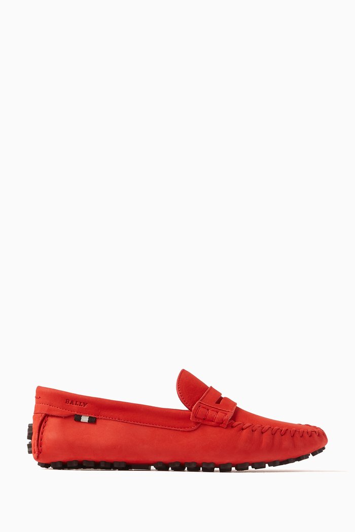 

Lamby Penny Loafers in Leather, Orange