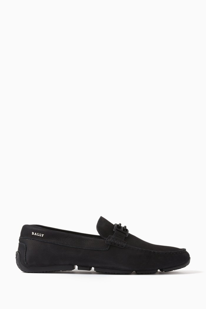 

Parsal Driver Loafers in Leather, Black