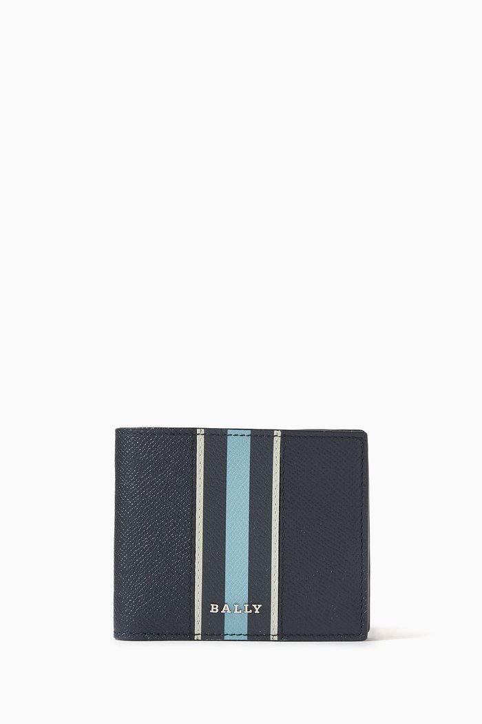 

Bevye Bi-fold Wallet in Calf Leather, Blue