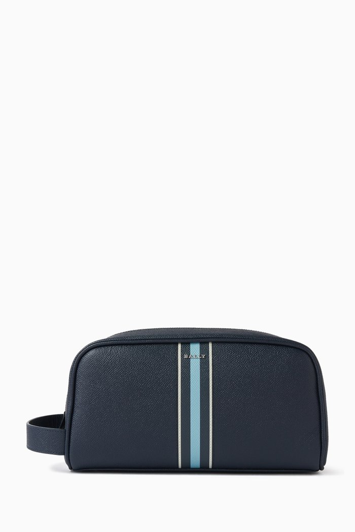 

Bakimo Wash Bag in Leather, Blue