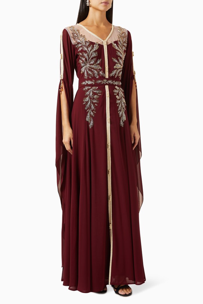 

Embroidered Gown in Chiffon, Red
