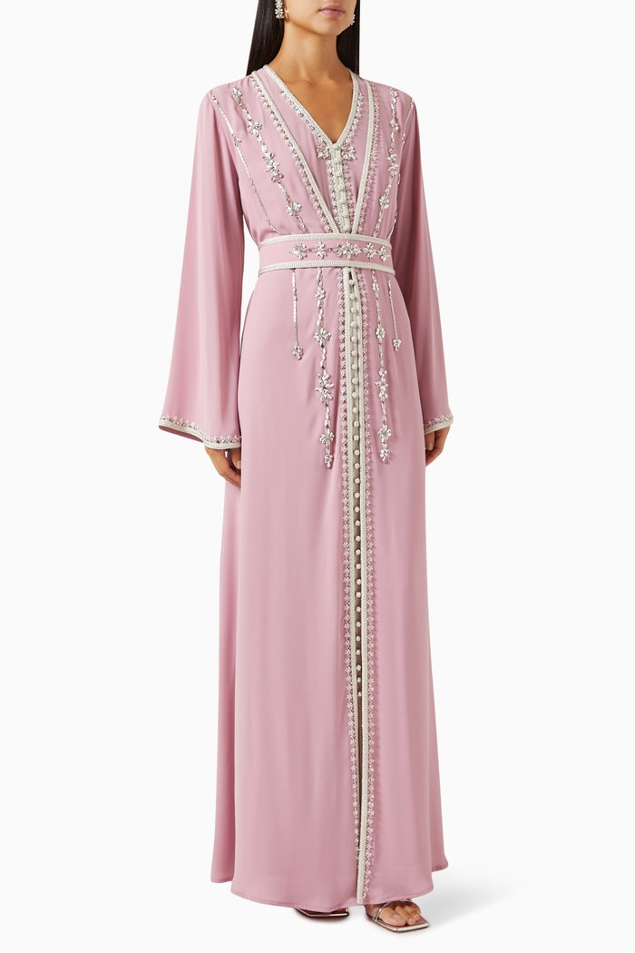 

Embroidered Gown in Crepe, Pink
