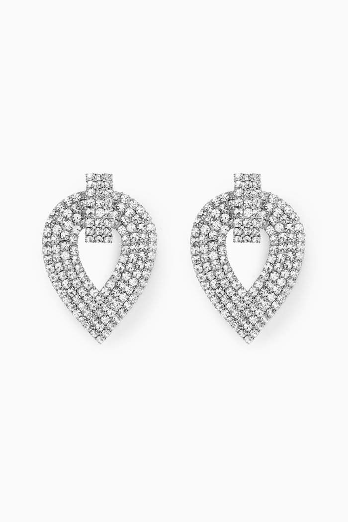

Crystal Drop Earrings in Brass, Silver