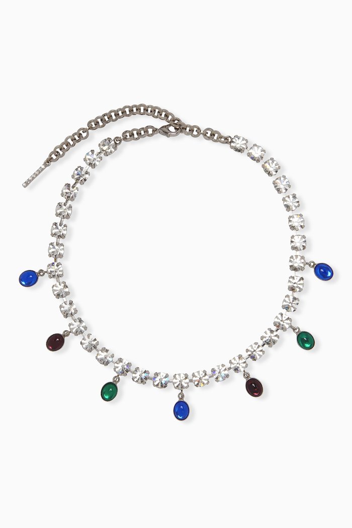 

Crystal Necklace with Pendants in Brass, Multicolour