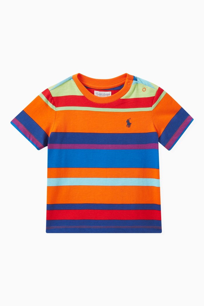 

Striped Logo-embroidered T-shirt in Cotton, Multicolour
