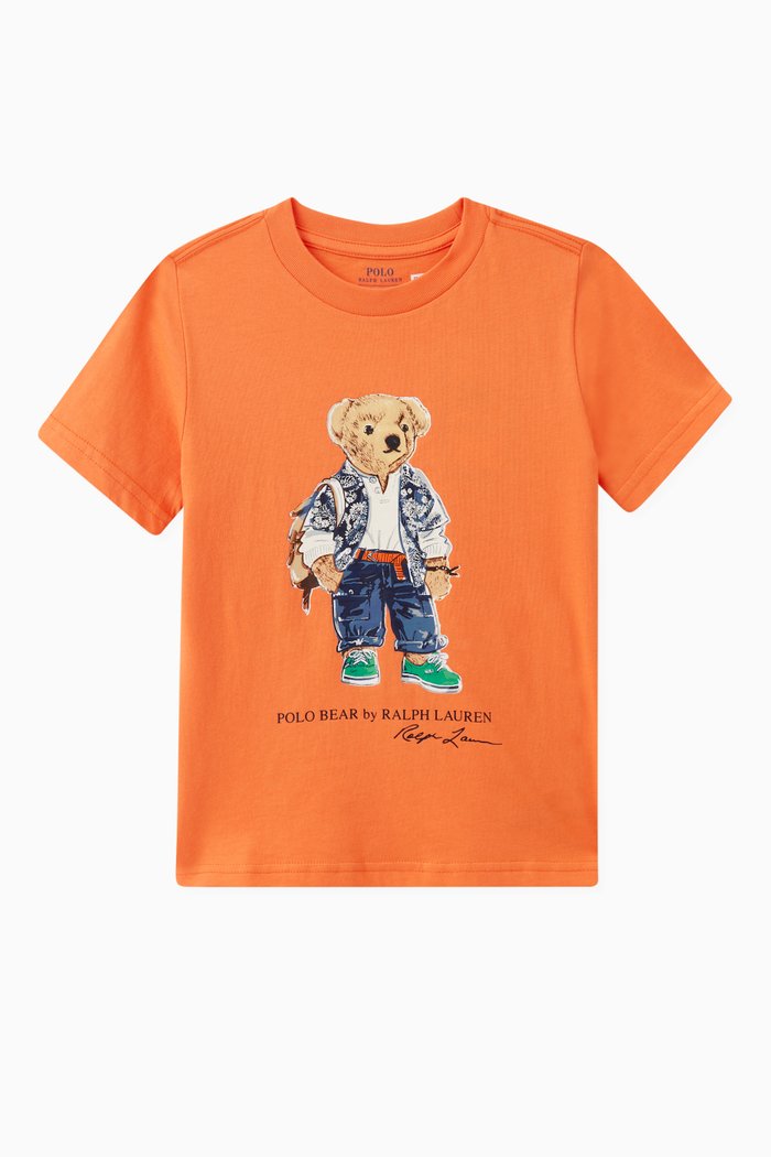 

Bear Logo-Print T-shirt in Cotton, Orange