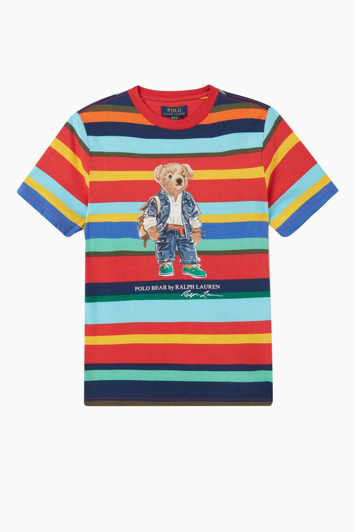 

Logo & Bear Print T-shirt in Cotton, Multicolour