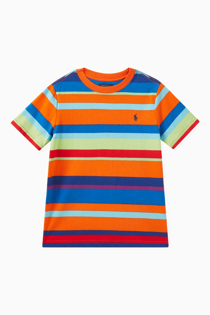 

Striped Logo-embroidered T-shirt in Cotton, Multicolour