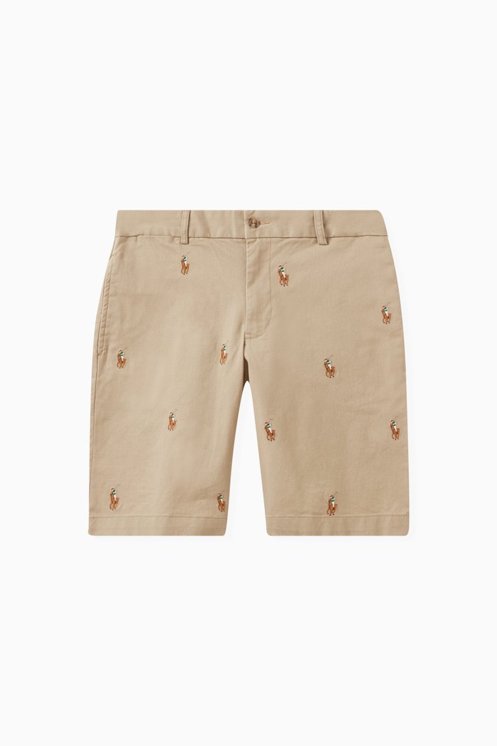 

Logo-embroidered Shorts in Cotton, Neutral