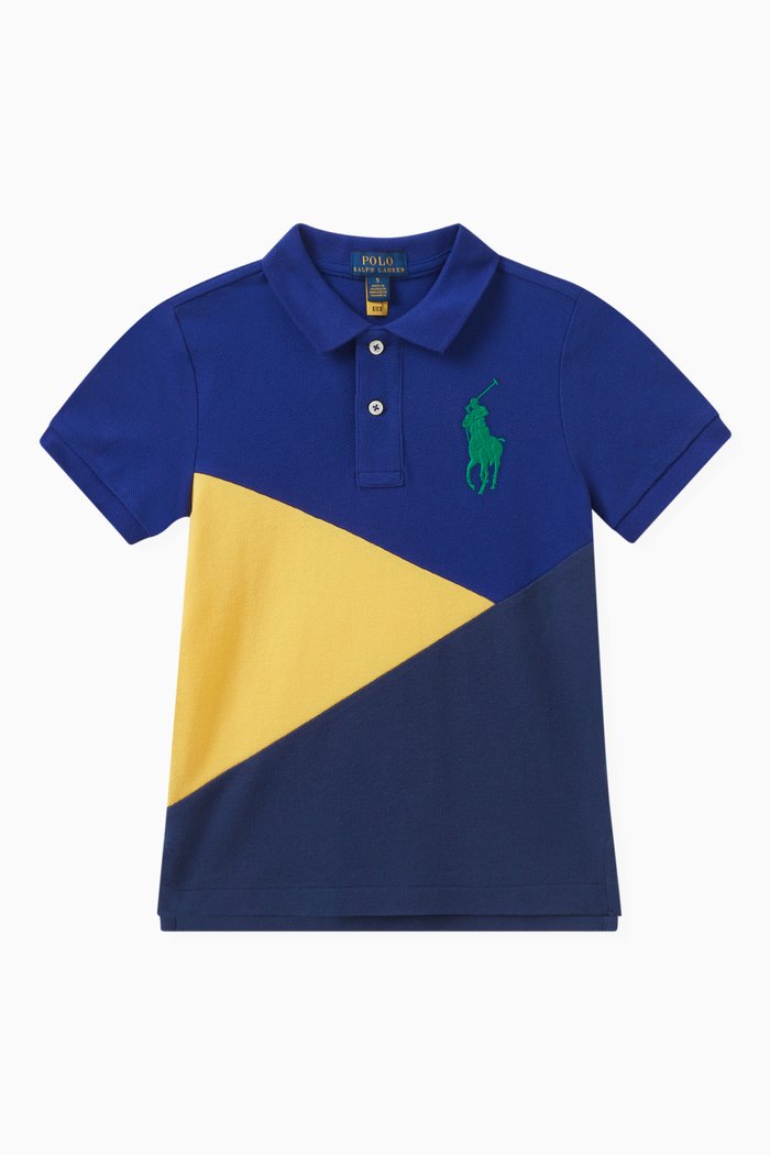 

Colour-block Polo Shirt in Cotton, Pink