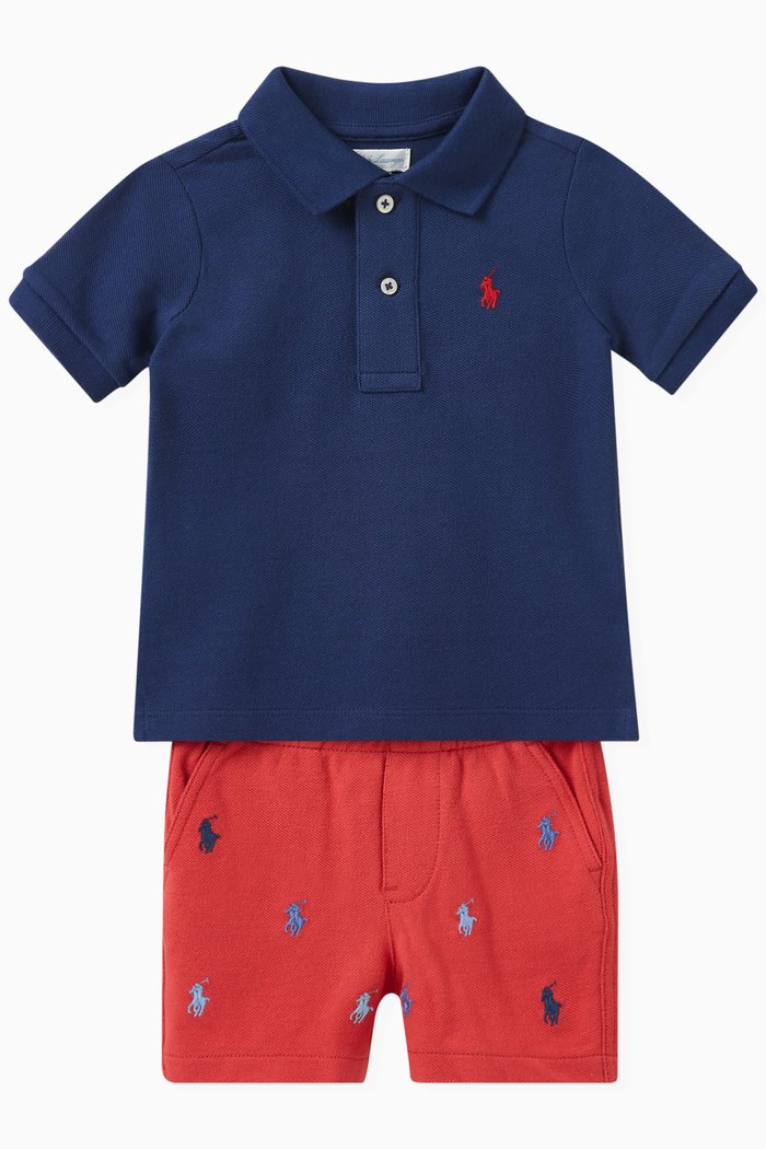 

Logo-embroidered Polo Set in Cotton, Multicolour