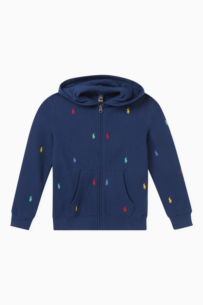 

Logo Zip Hoodie in Jersey, Blue