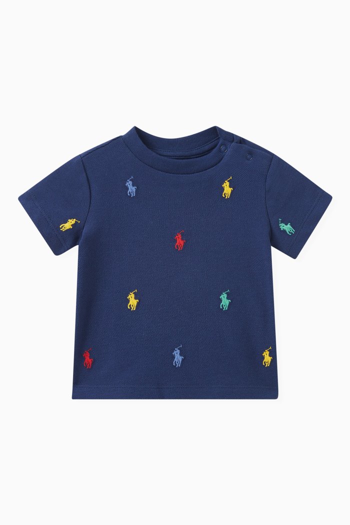 

Logo-embroidered T-shirt in Cotton, Blue